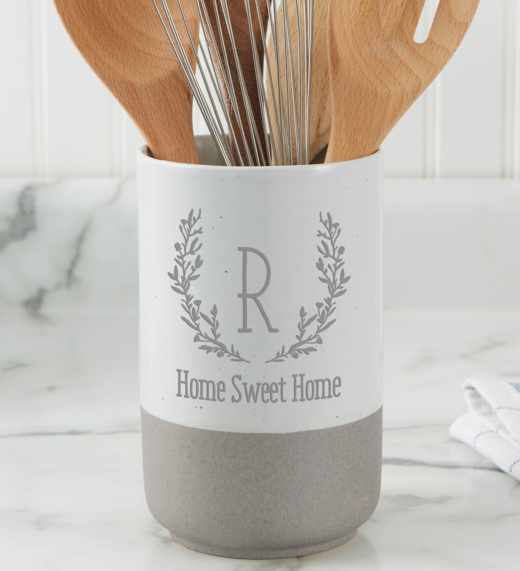 Farmhouse Floral Personalized Utensil Holder